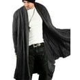 thumbnail image 1 of COOFANDY Long Hooded Cardigan Ruffle Shawl Collar Open Front Lightweight Drape Cape Overcoat with Pockets, 1 of 7