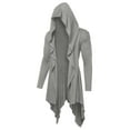 thumbnail image 1 of COOFANDY Long Hooded Cardigan Ruffle Shawl Collar Open Front Lightweight Drape Cape Overcoat with Pockets, 1 of 6