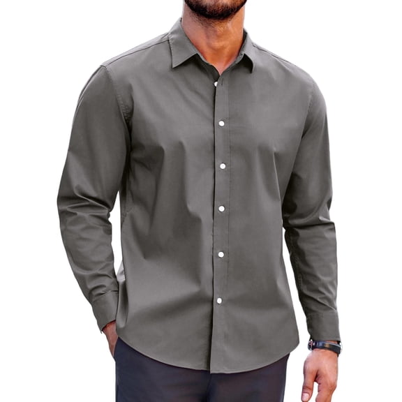 COOFANDY Mens Casual Button Down Shirts Untucked Long Sleeve Stretch Dress Shirt