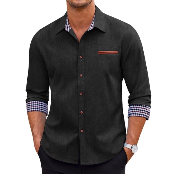COOFANDY Long Sleeve Button Up Shirts for Men Slim Fit Denim Shirt Casual Shirt
