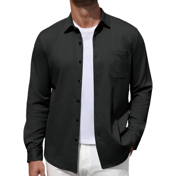 COOFANDY Long Sleeve Dress Shirts for Mens Stretch Wrinkle Free Button Down Shirts Solid Collared Formal Business Wedding Dating Shirt with Chest Pocket