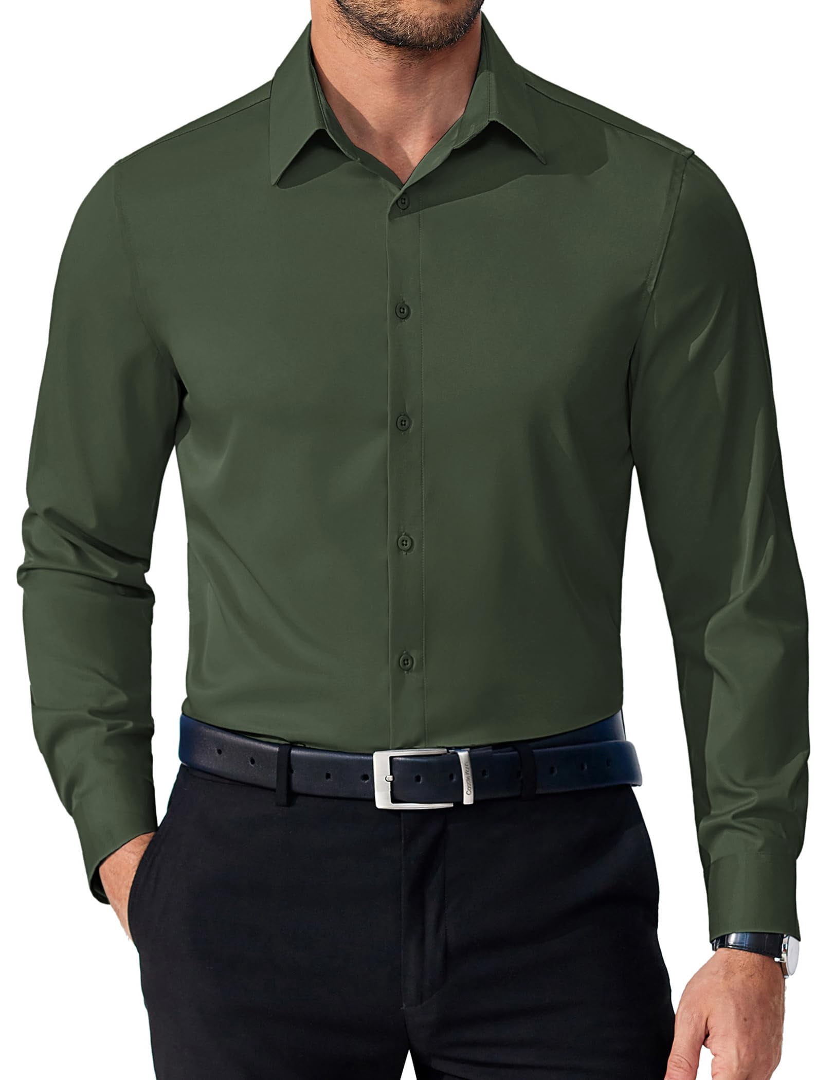 COOFANDY Long Sleeve Dress Shirts for Men Untucked Button Down Shirt ...