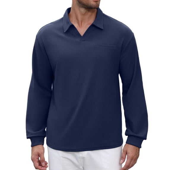 COOFANDY Long Sleeve Polo Shirts for Men Knit Polo Sweater Lightweight Ribbed Pullover Sweater for Men Casual Collared Shirts for Daily Life, Business and Sports in Autumn and Winter