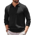 thumbnail image 1 of COOFANDY Long Sleeve Polo Shirts for Men Knit Polo Sweater Lightweight Ribbed Pullover Sweater, 1 of 6