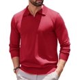 thumbnail image 1 of COOFANDY Long Sleeve Polo Shirts for Men Knit Polo Sweater Lightweight Ribbed Pullover Sweater, 1 of 6