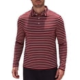thumbnail image 1 of COOFANDY Long Sleeve Rugby Polo Shirts for Men, Sports Striped Regular Moisture Wicking Dry Fit Golf Shirt, Sizes S-2XL, 1 of 7