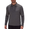 thumbnail image 1 of COOFANDY Long Sleeve Rugby Polo Shirts for Men, Sports Striped Regular Moisture Wicking Dry Fit Golf Shirt, Sizes S-2XL, 1 of 8