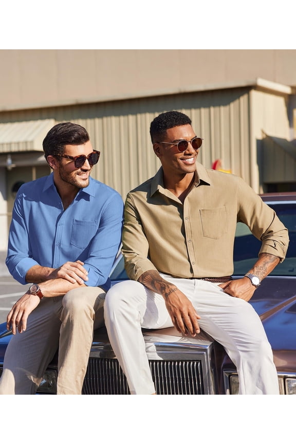 Men's Casual Button Down Shirt Long Sleeve Dress Shirt Wrinkle Free Shirt