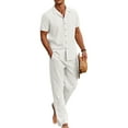 thumbnail image 1 of COOFANDY Men's 2 Piece Casual Linen Outfit - Beach Button Down Shirt & Loose Pant Sets, 1 of 14