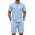 thumbnail image 1 of COOFANDY Men' 2 Piece Tracksuit Outfits Polo Shirt and Shorts Set Quarter Zip Shirt and Elastic Waist Shorts Summer Causal, 1 of 6