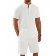 thumbnail image 1 of COOFANDY Men' 2 Pieces Short Set Casual Henley Shirt and Shorts Textured Summer Beach Vacation Outfits, 1 of 6