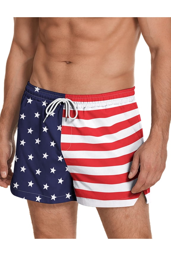 Men Bathing Suit Swimwear Square Leg Chubbies Sexy Elastic Board Short