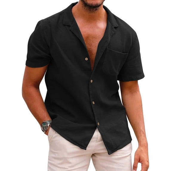 COOFANDY Men Beach Linen Shirts Boho Hippie Shirts Summer Cotton Tops Big and Tall