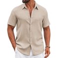 thumbnail image 1 of COOFANDY Men Black Button Down Shirt Short Sleeve Summer Shirt Casual Button Up Shirts for Men, 1 of 6