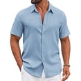 thumbnail image 1 of COOFANDY Men Black Button Down Shirt Short Sleeve Summer Shirt Casual Button Up Shirts for Men, 1 of 6