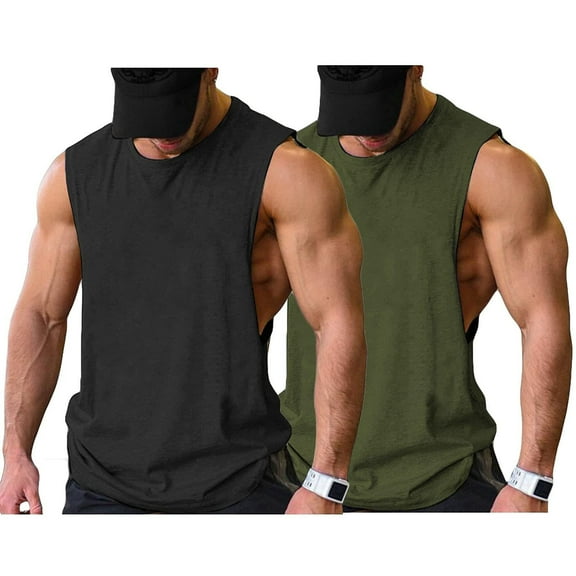 COOFANDY Men's 2 Pack Sport Tank Tops Workout Muscle Tee Bodybuilding T Shirts