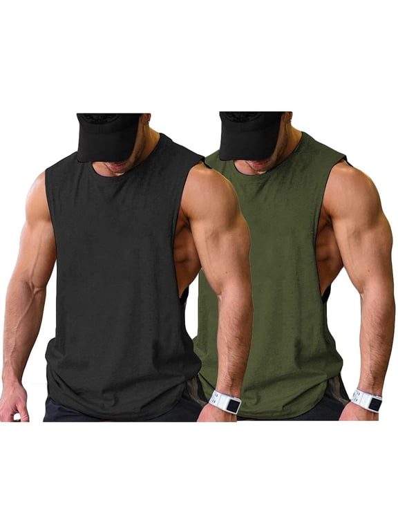 Men's 2 Pack Sport Tank Tops Workout Muscle Tee Bodybuilding T Shirts
