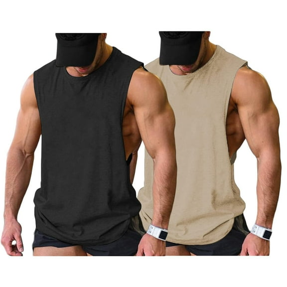 COOFANDY Men's 2 Pack Sport Tank Tops Workout Muscle Tee Bodybuilding T Shirts