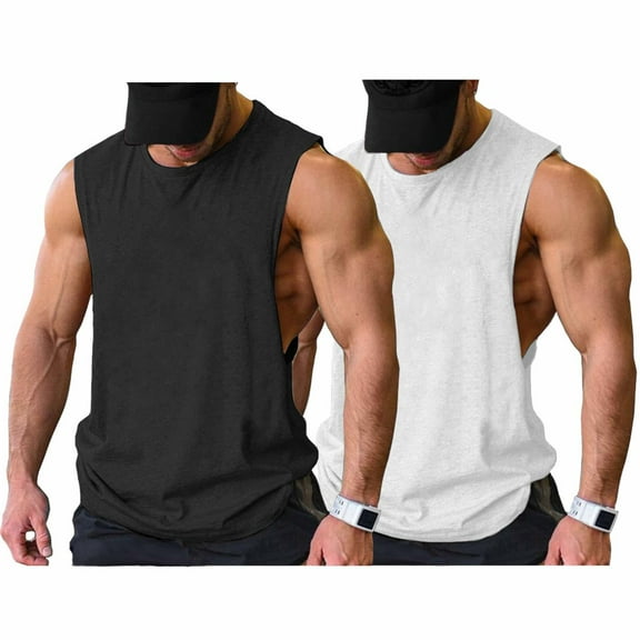 COOFANDY Men's 2 Pack Sport Tank Tops Workout Muscle Tee Bodybuilding T Shirts