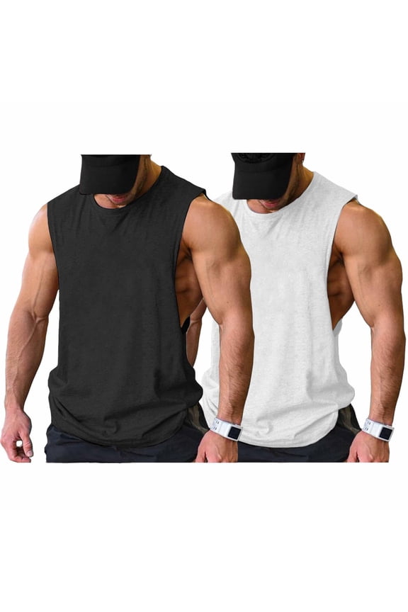Men's 2 Pack Sport Tank Tops Workout Muscle Tee Bodybuilding T Shirts
