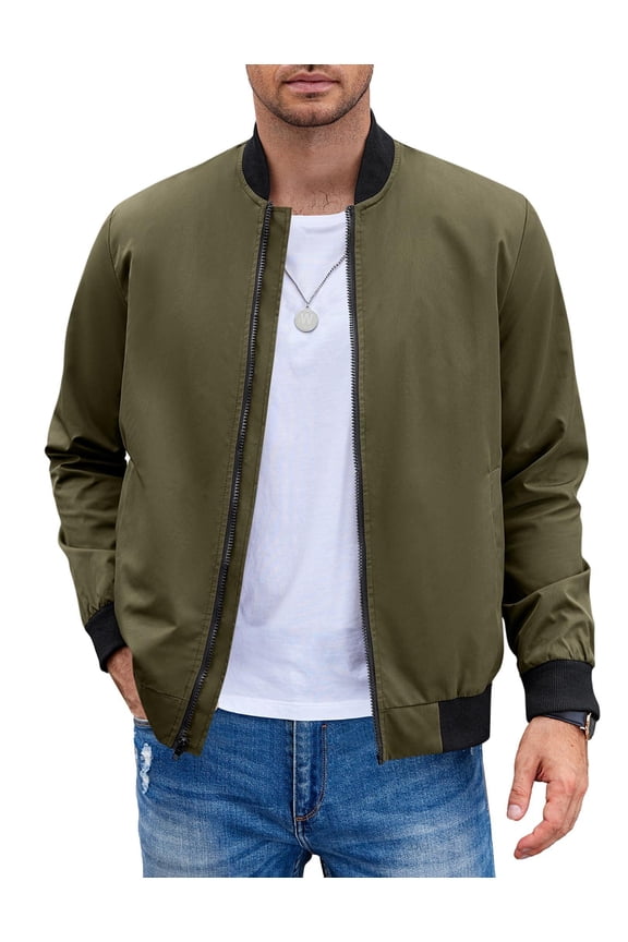 Men's Bomber Jacket Windbreaker Jacket Fall Winter Front Zip Jackets Coat