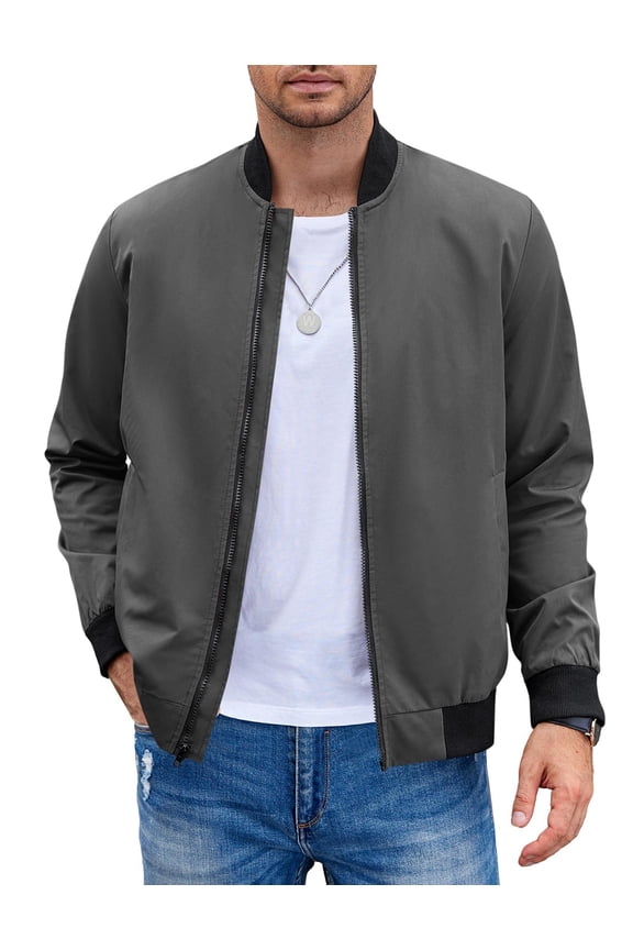 Mens Lightweight Jackets Bomber Jacket Classic Slim Fit Zipper Light Outerwear Coat