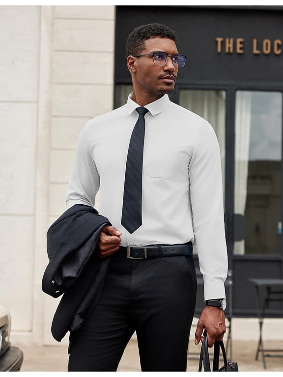 Mens Dress Shirts Long Sleeve Button Up Shirts Business Casual Shirts with Pocket