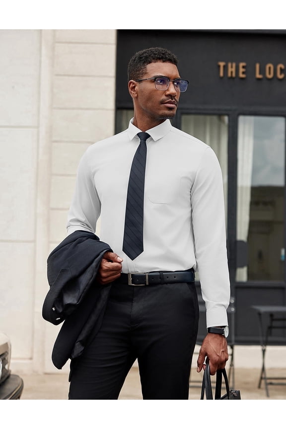 Mens Dress Shirts Long Sleeve Button Up Shirts Business Casual Shirts with Pocket