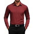thumbnail image 1 of COOFANDY Men Button Down Dress Shirts Long Sleeve Formal Shirt Untucked Polyester Shirt, 1 of 6