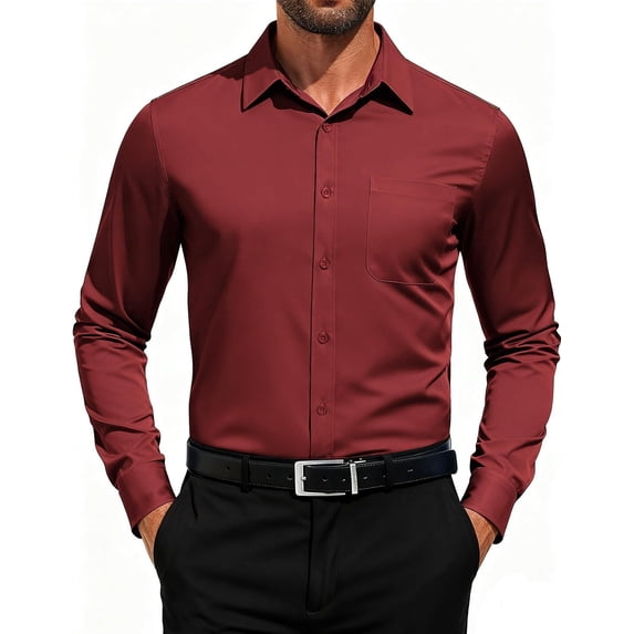 COOFANDY Men Button Down Dress Shirts Long Sleeve Formal Shirt Untucked Polyester Shirt