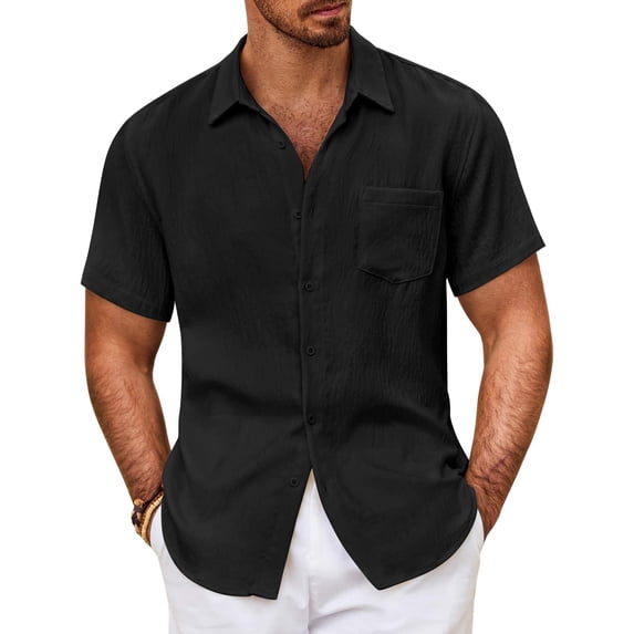 COOFANDY Men Button Down Shirt Short Sleeve Hawaiian Shirt Casual Button Up Shirts for Men