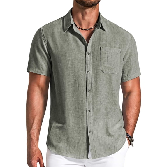 COOFANDY Men' Button Down Shirts Short Sleeve Casual Shirt Summer Beach Textured Shirts