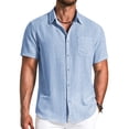 thumbnail image 1 of COOFANDY Men' Button Down Shirts Short Sleeve Casual Shirt Summer Beach Textured Shirts, 1 of 6