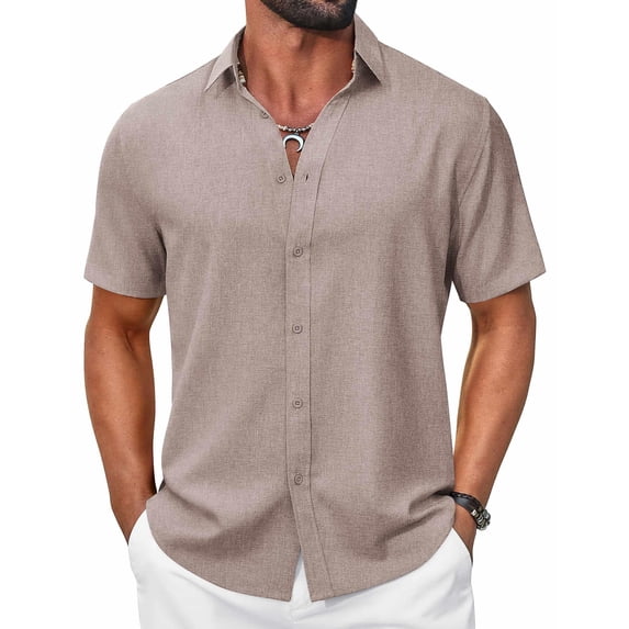 COOFANDY Men' Button Down Shirts Short Sleeve Casual Summer Shirts Beach Wedding Shirt