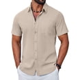 thumbnail image 1 of COOFANDY Men' Button Down Shirts Short Sleeve Shirts for Men Linen Textured Cotton Shirt, 1 of 6