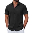 thumbnail image 1 of COOFANDY Men' Button Down Shirts Short Sleeve Shirts for Men Linen Textured Cotton Shirt, 1 of 6