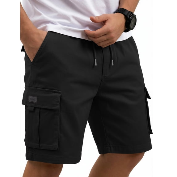 COOFANDY Men' Casual Cargo Shorts Stretch Elastic Waistband Drawstring Cotton Chino Shorts with Multi Pockets