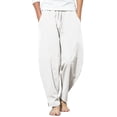 thumbnail image 1 of COOFANDY Men Drawstring Casual Loose Pant Stretchy Cotton Linen Harem Trousers, 1 of 7