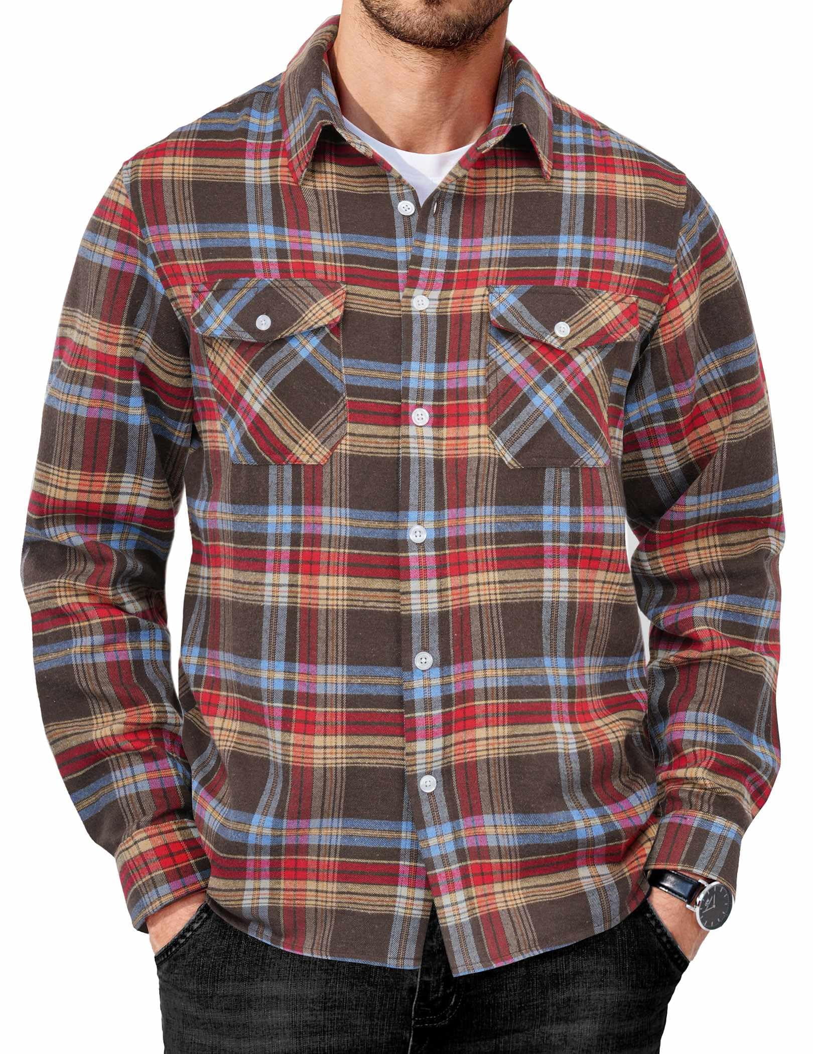 COOFANDY Men' Casual Flannel Shirts Long Sleeve Button Down Plaid Shirt for Men Fall Outfits