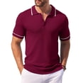 thumbnail image 1 of COOFANDY Men Casual Knit Waffle Polo Shirts Short Sleeve Button Down Striped Polo T Shirts Slim Fit Shirts, 1 of 7