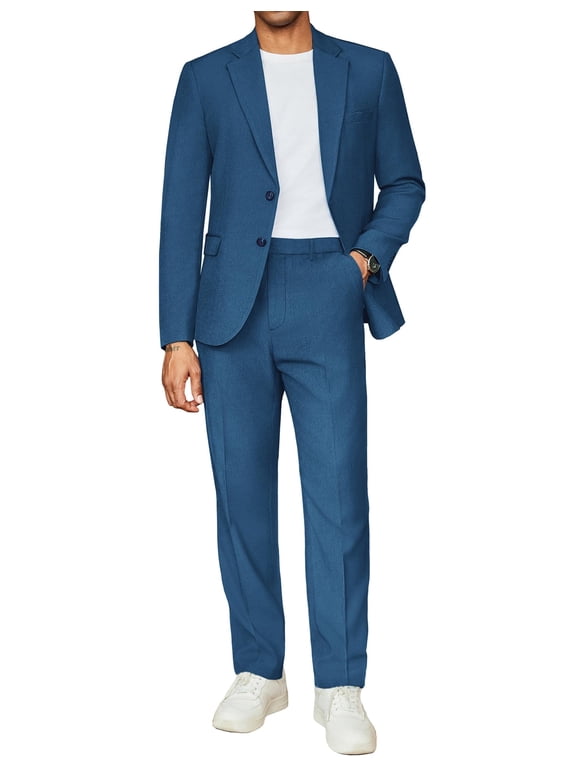 Big and Tall Suits for Men Slim Fit Single Breasted Sport Jacket and Pants Set Suit for Wedding Dinner Prom Graduation Party Business