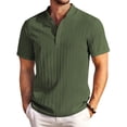 thumbnail image 1 of COOFANDY Men Cotton Linen Colllarless Henley Casual Short Sleeve Summer Henley Shirt, 1 of 1
