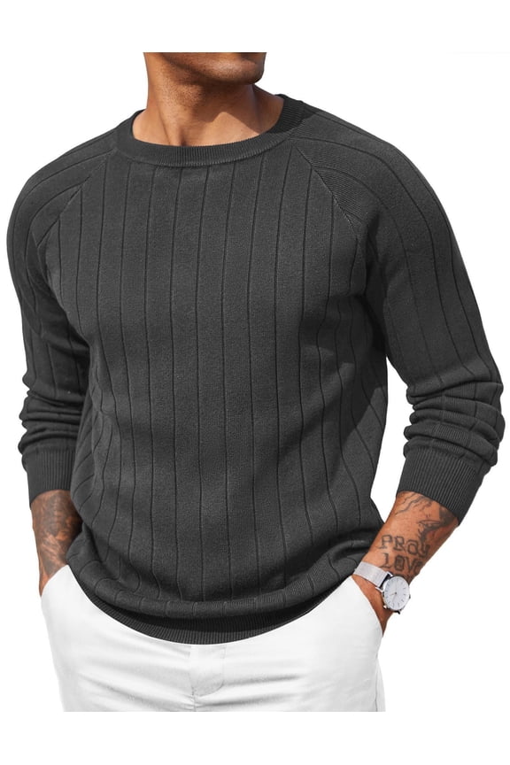 Men Crewneck Pullover Sweater Business Casual Sweater Lightweight Knit Sweater