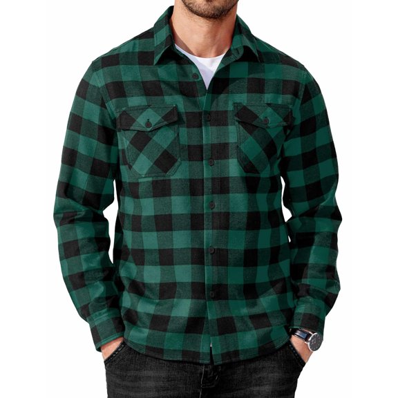 COOFANDY Men' Flannel Shirts Long Sleeve Button Up Shirt for Men Soft Cotton Plaid Style
