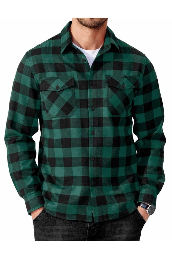Men' Flannel Shirts Long Sleeve Plaid Button Down Casual Shirt for Men Wrok Outdoor Hiking