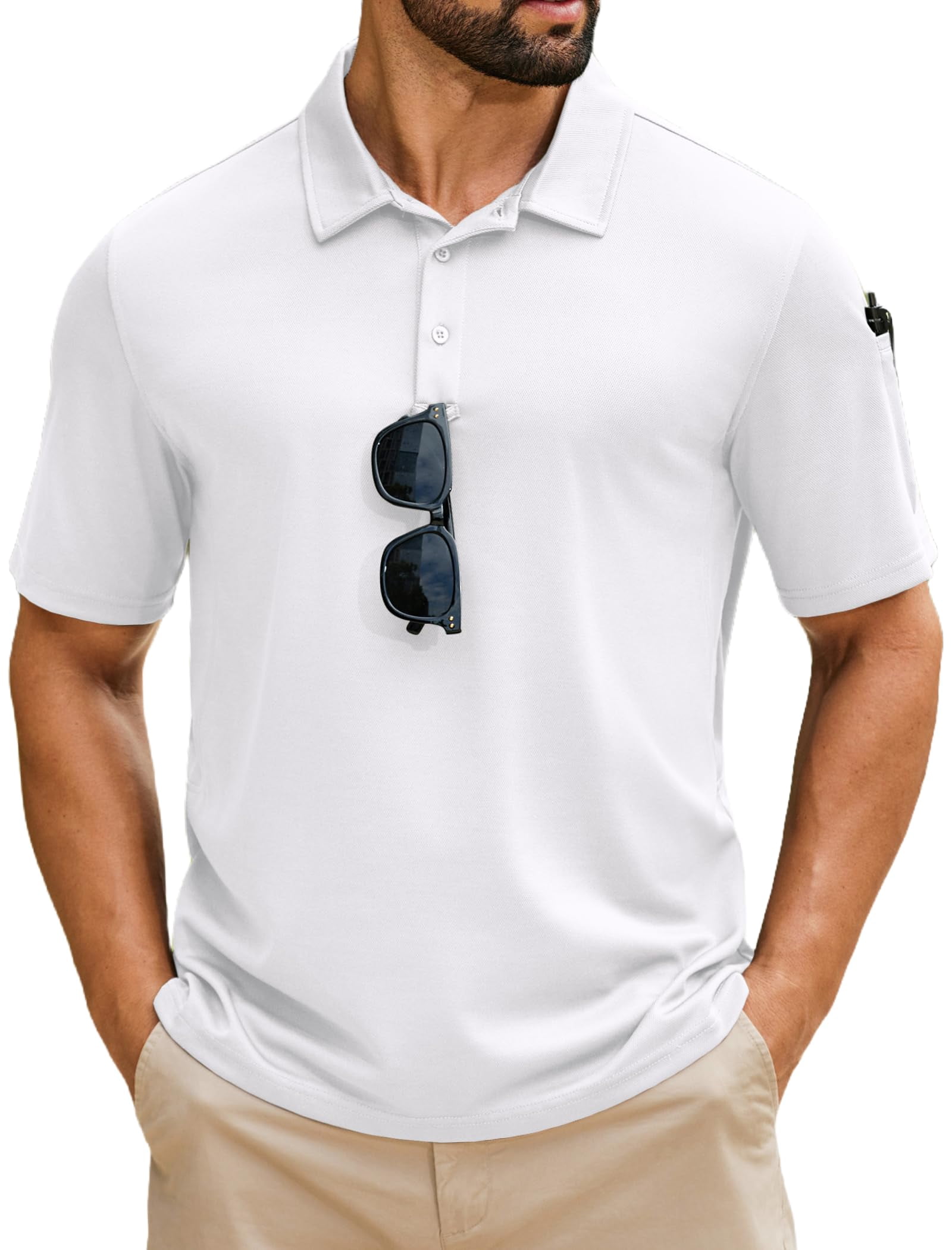 COOFANDY Men' Golf Polo Shirt Short Sleeve Quick Dry Pique Polo Shirts ...