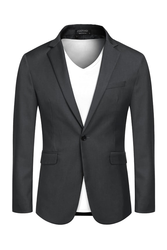 Mens One Button Casual Blazer - Sport Coat Business Suit Jacket