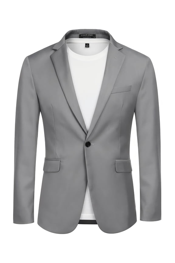 Mens One Button Casual Blazer - Sport Coat Business Suit Jacket