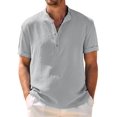thumbnail image 1 of COOFANDY Men Hippie Beach T-Shirts Band Collar Henley Shirt Summer Resort Wear, 1 of 8