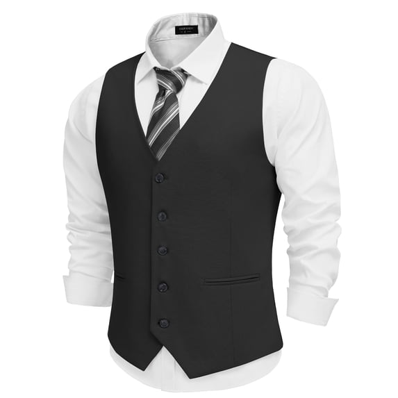 COOFANDY Men Linen 1920s Suit Vests Classic Fit Dress Waistcoat for Wedding Dinner Party